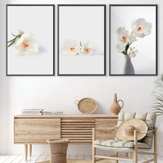 Elegant White Snowdrop Flower Canvas Art for Home Decor