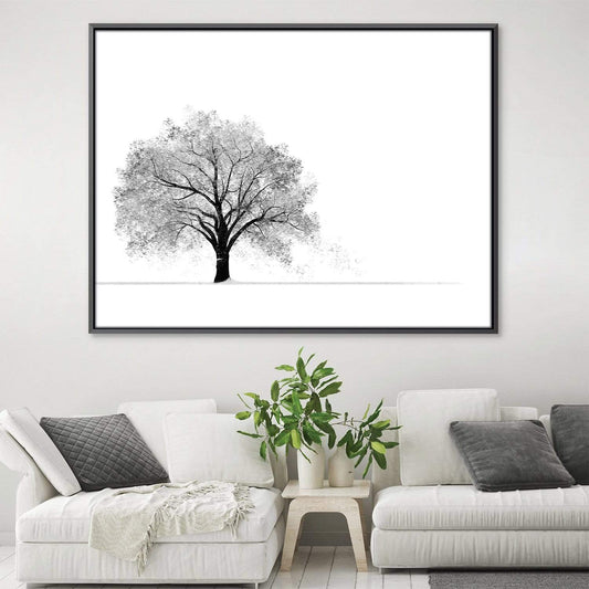 Serene Snowy Willow Tree Oil Painting for Modern Home Decor