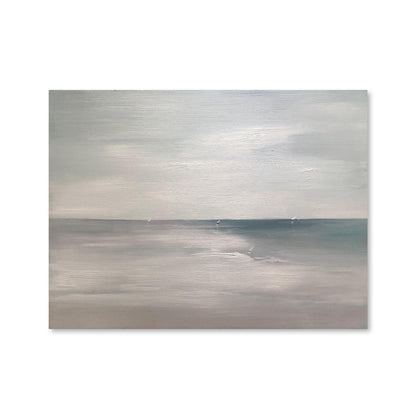 Tranquil Seascape Oil Painting with Soft Blue Horizon and Gentle Waves