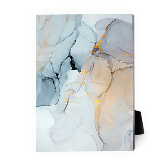 Elegant Abstract Oil Painting with Soft Watercolors and Gold Accents