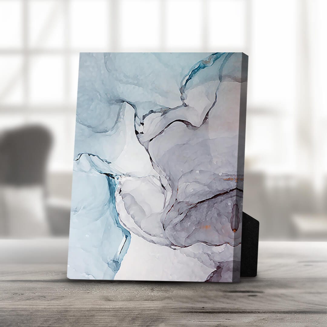 Serene Abstract Oil Painting in Soft Blue and Gray Tones for Modern Decor