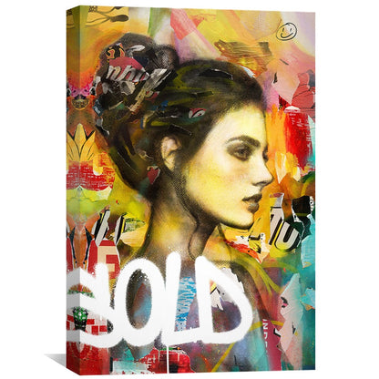 Vibrant Abstract Portrait Oil Painting with Colorful Expression and Bold Graffiti Elements