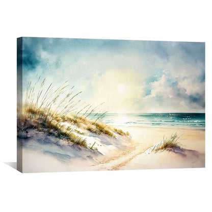 Tranquil Beach Landscape Oil Painting for Serene Home Decor