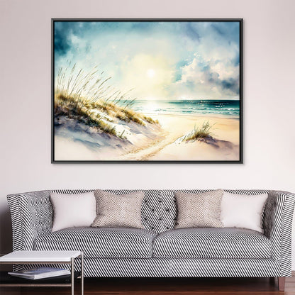 Tranquil Beach Landscape Oil Painting for Serene Home Decor