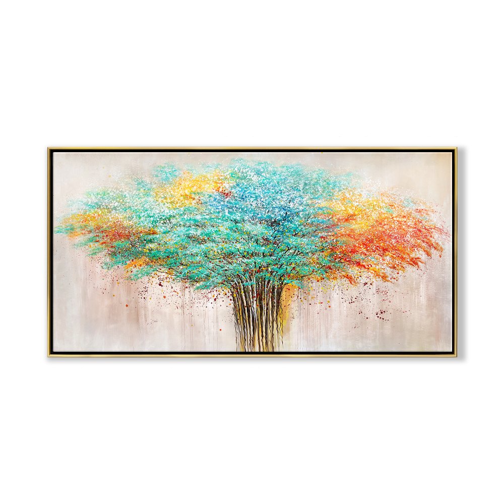 Vibrant Tree of Life Oil Painting - Colorful Nature Artwork for Modern Home Decor