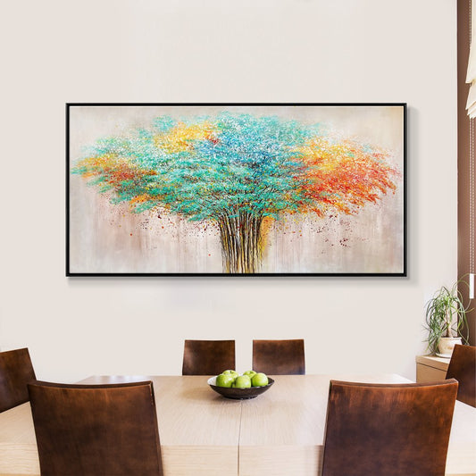 Vibrant Tree of Life Oil Painting - Colorful Nature Artwork for Modern Home Decor