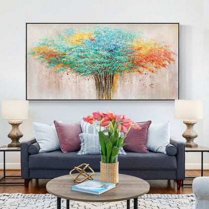 Vibrant Tree of Life Oil Painting - Colorful Nature Artwork for Modern Home Decor