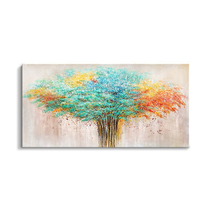 Vibrant Tree of Life Oil Painting - Colorful Nature Artwork for Modern Home Decor