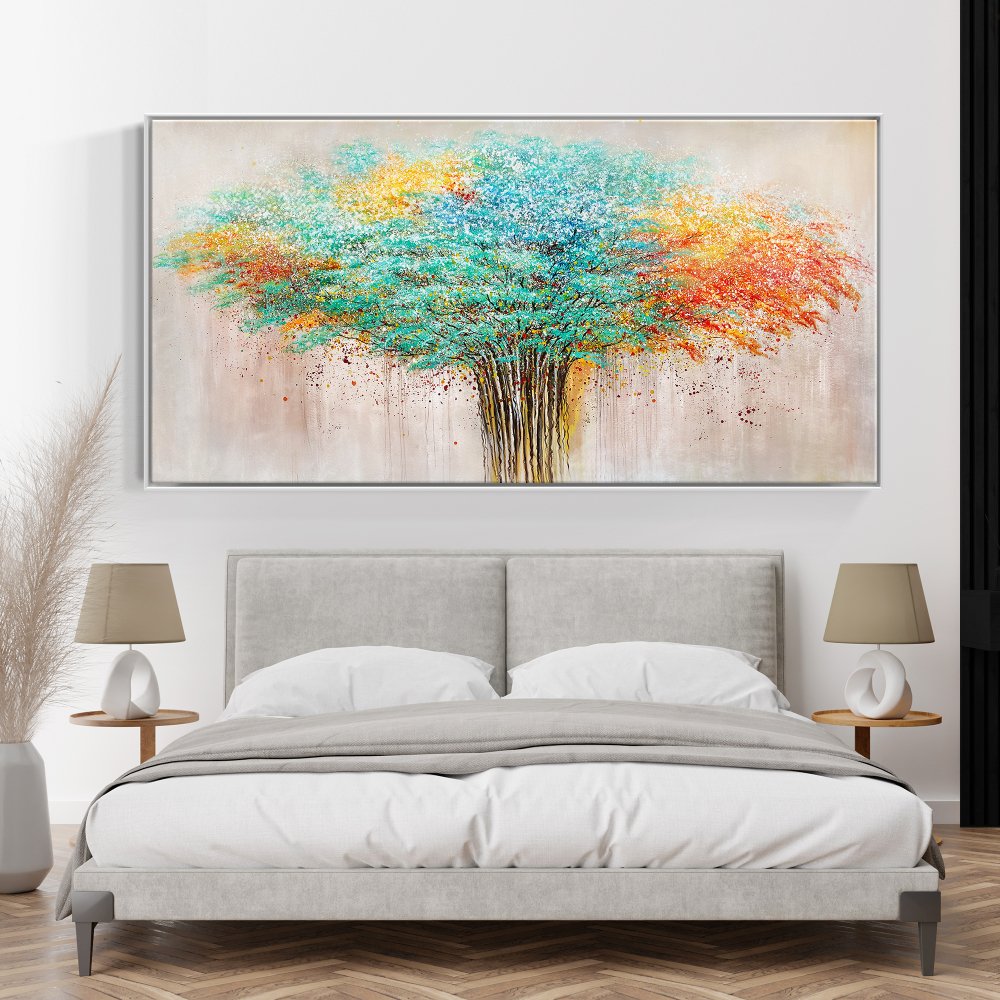 Vibrant Tree of Life Oil Painting - Colorful Nature Artwork for Modern Home Decor