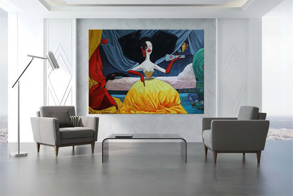 Vibrant Pop Art Oil Painting of Elegance and Whimsy for Modern Home Decor