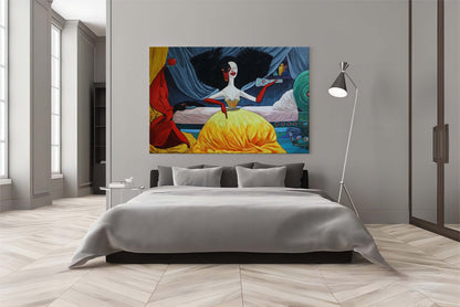 Vibrant Pop Art Oil Painting of Elegance and Whimsy for Modern Home Decor