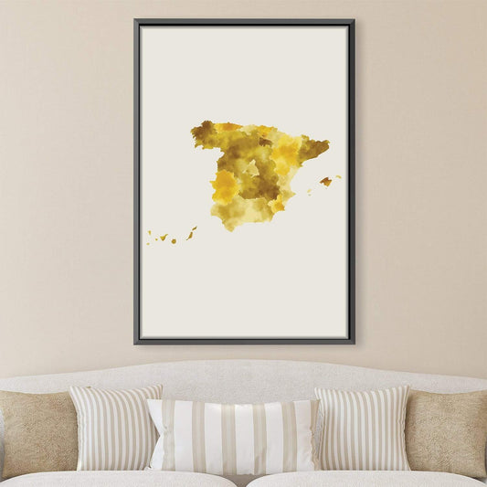 Stunning Spain Map Watercolor Art - Elegant Home Decor for Art Lovers
