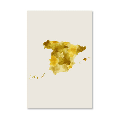 Stunning Spain Map Watercolor Art - Elegant Home Decor for Art Lovers