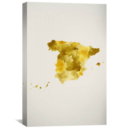 Stunning Spain Map Watercolor Art - Elegant Home Decor for Art Lovers