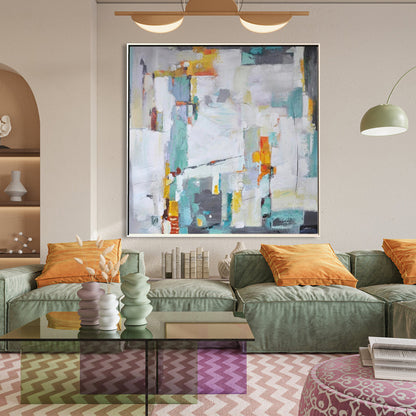 Abstract Serenity: Colorful Contemporary Oil Painting for Modern Spaces