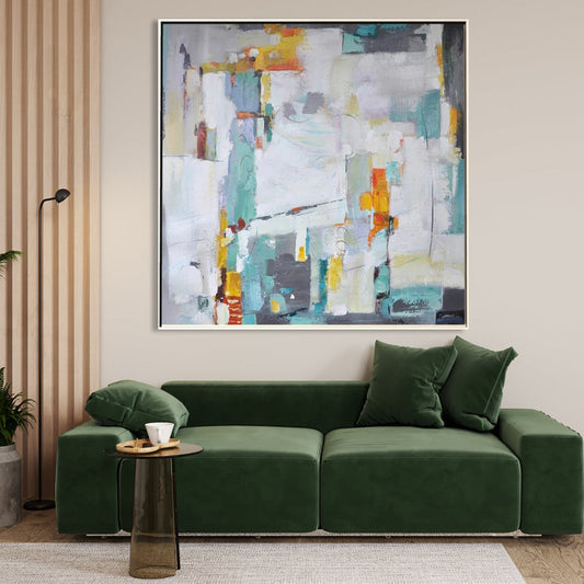 Abstract Serenity: Colorful Contemporary Oil Painting for Modern Spaces