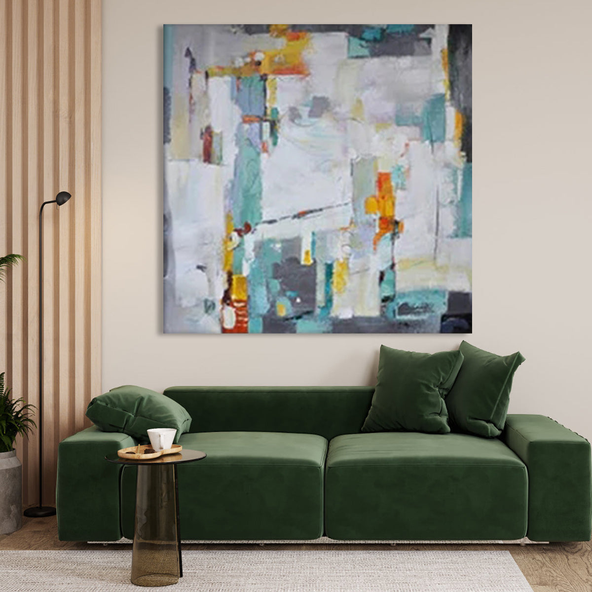 Abstract Serenity: Colorful Contemporary Oil Painting for Modern Spaces