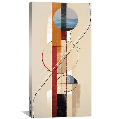 Modern Abstract Oil Painting with Geometric Shapes and Earthy Tones