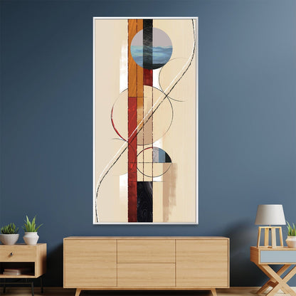 Modern Abstract Oil Painting with Geometric Shapes and Earthy Tones