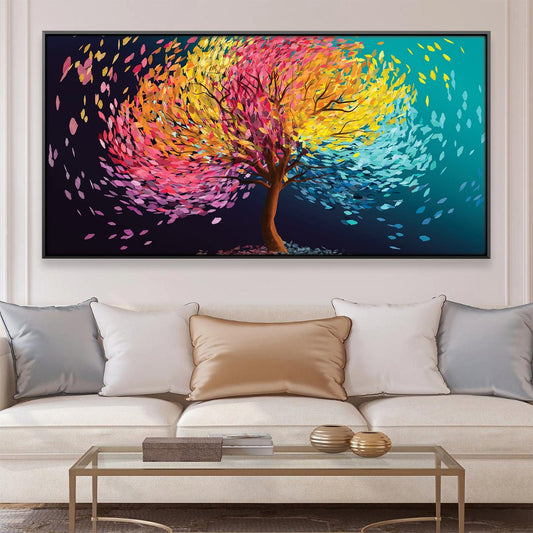 Colorful Abstract Tree Painting - Vibrant Oil Artwork for Modern Home Decor