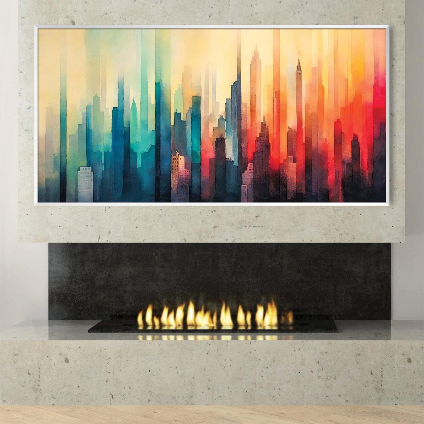 Vibrant Cityscape Oil Painting for Modern Home Decor