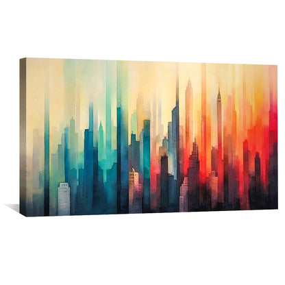 Vibrant Cityscape Oil Painting for Modern Home Decor