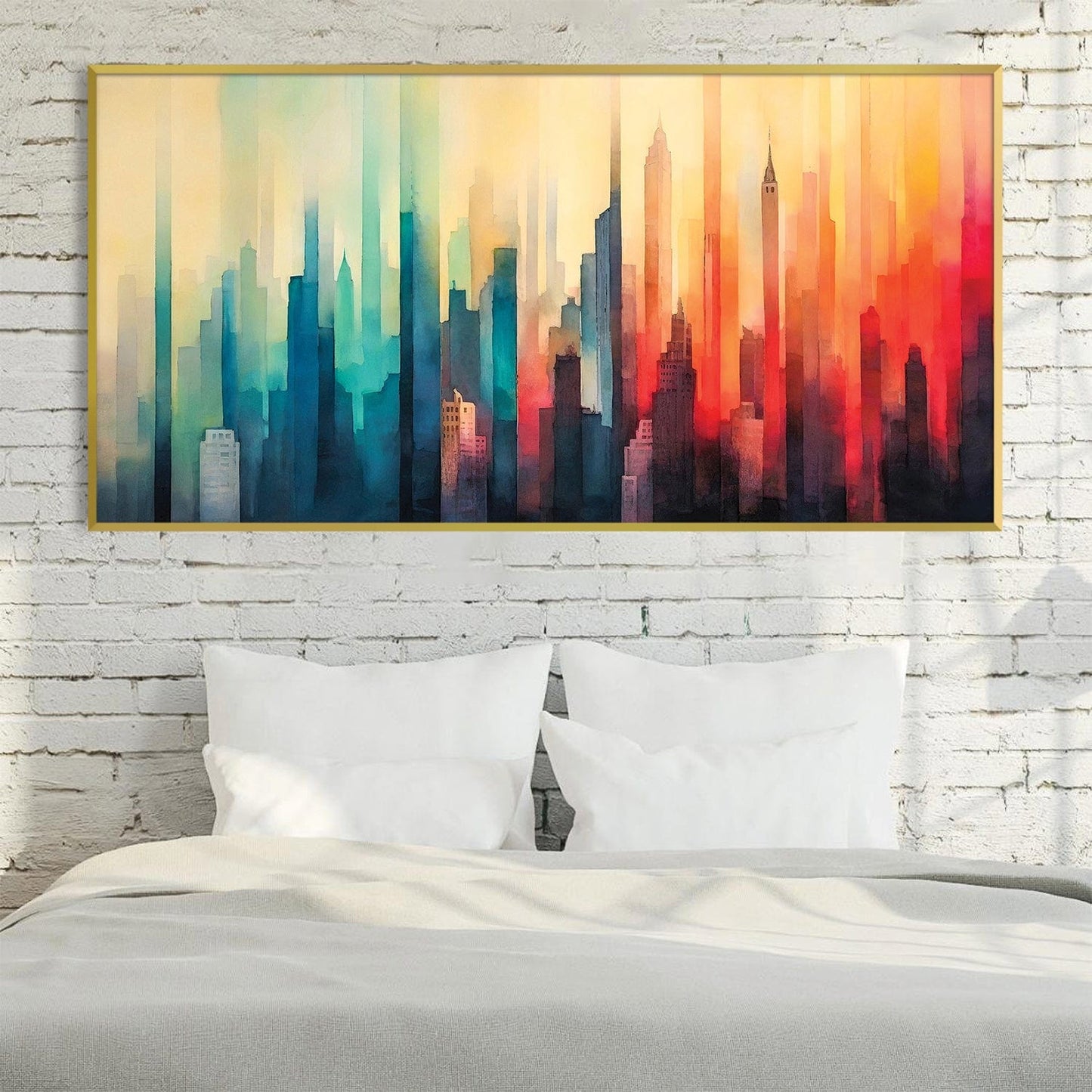 Vibrant Cityscape Oil Painting for Modern Home Decor