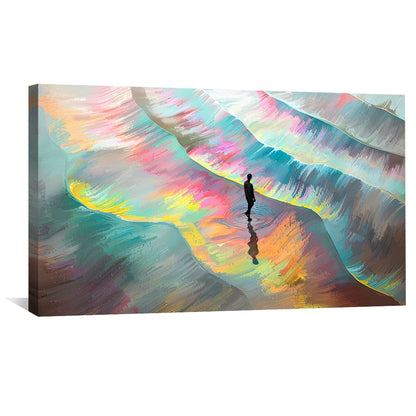 Vibrant Spectrum Waves Oil Painting for Modern Home Decor