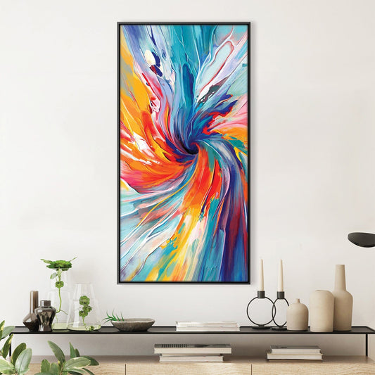 Vibrant Spiral Spectrum Abstract Oil Painting for Modern Home Decor