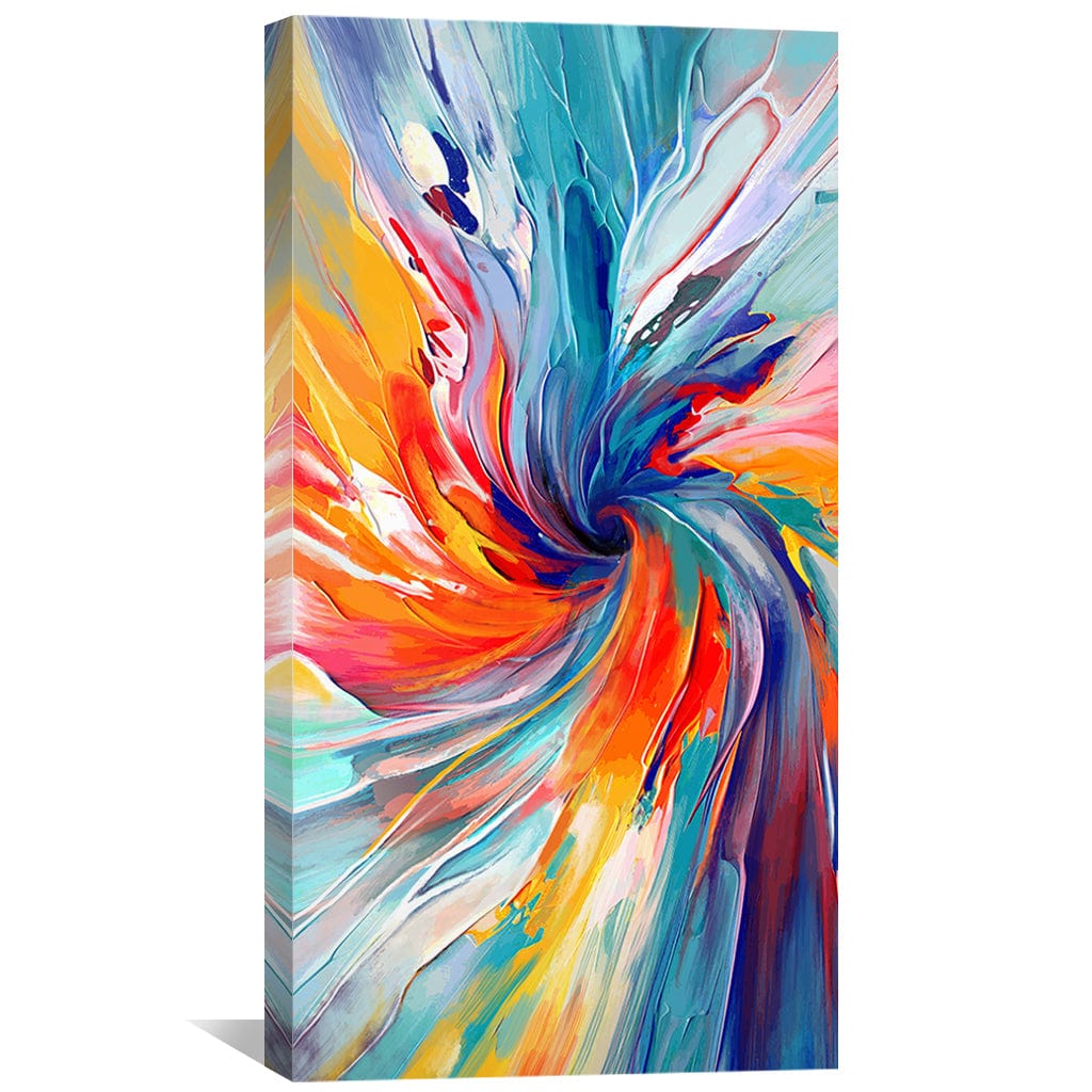 Vibrant Spiral Spectrum Abstract Oil Painting for Modern Home Decor