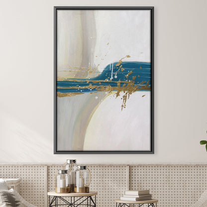 Abstract Gold and Blue Oil Painting for Modern Home Decor