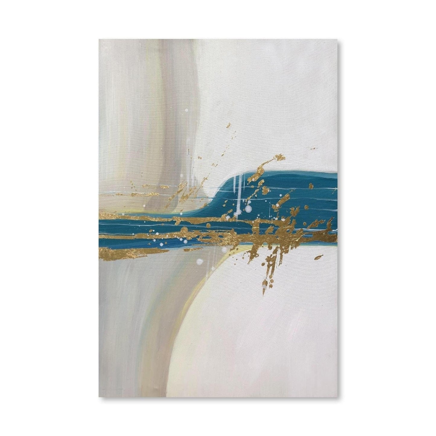 Abstract Gold and Blue Oil Painting for Modern Home Decor