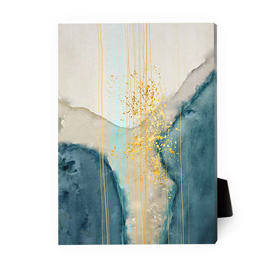 Mystical Abstract Oil Painting with Gold Accents for Modern Home Decor