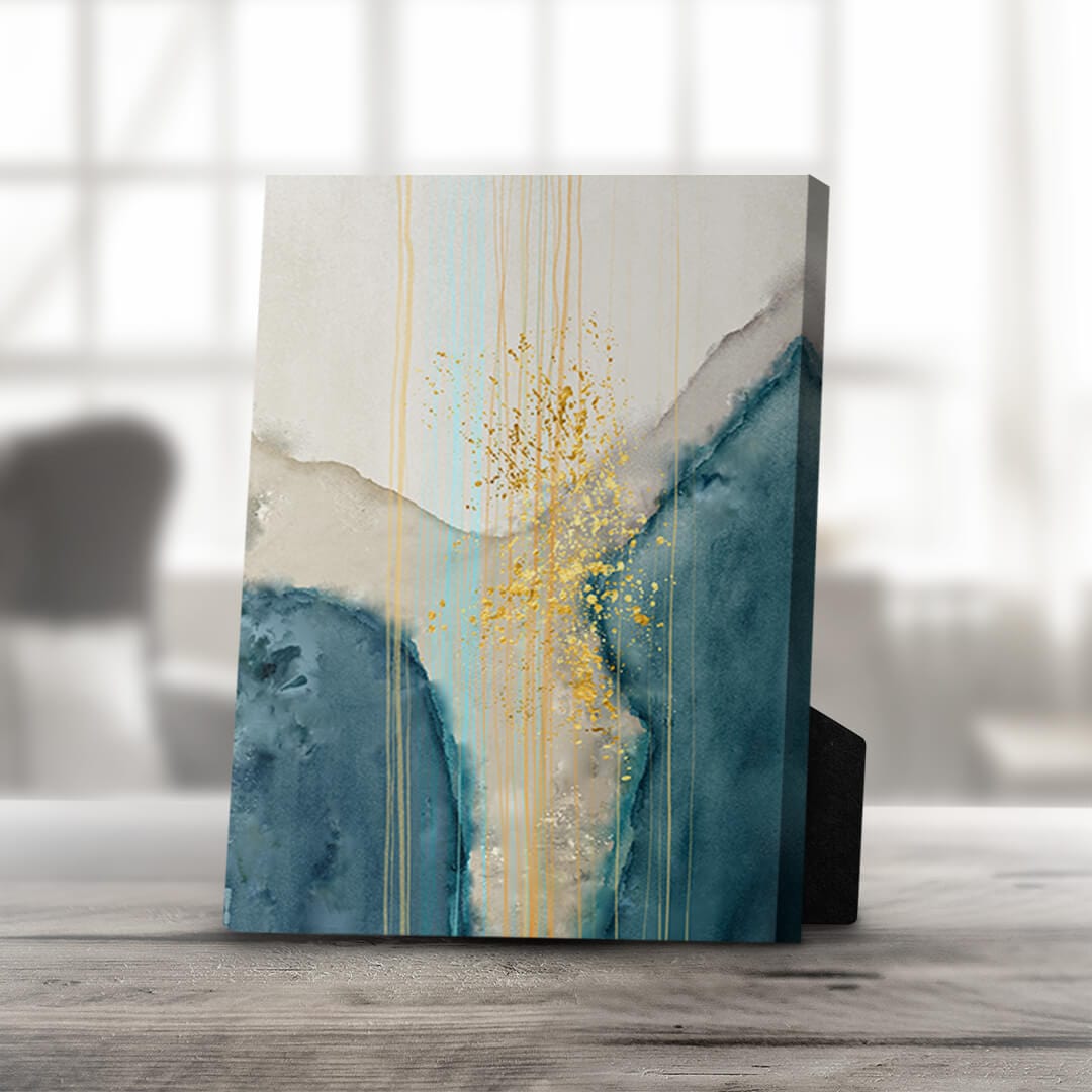 Mystical Abstract Oil Painting with Gold Accents for Modern Home Decor