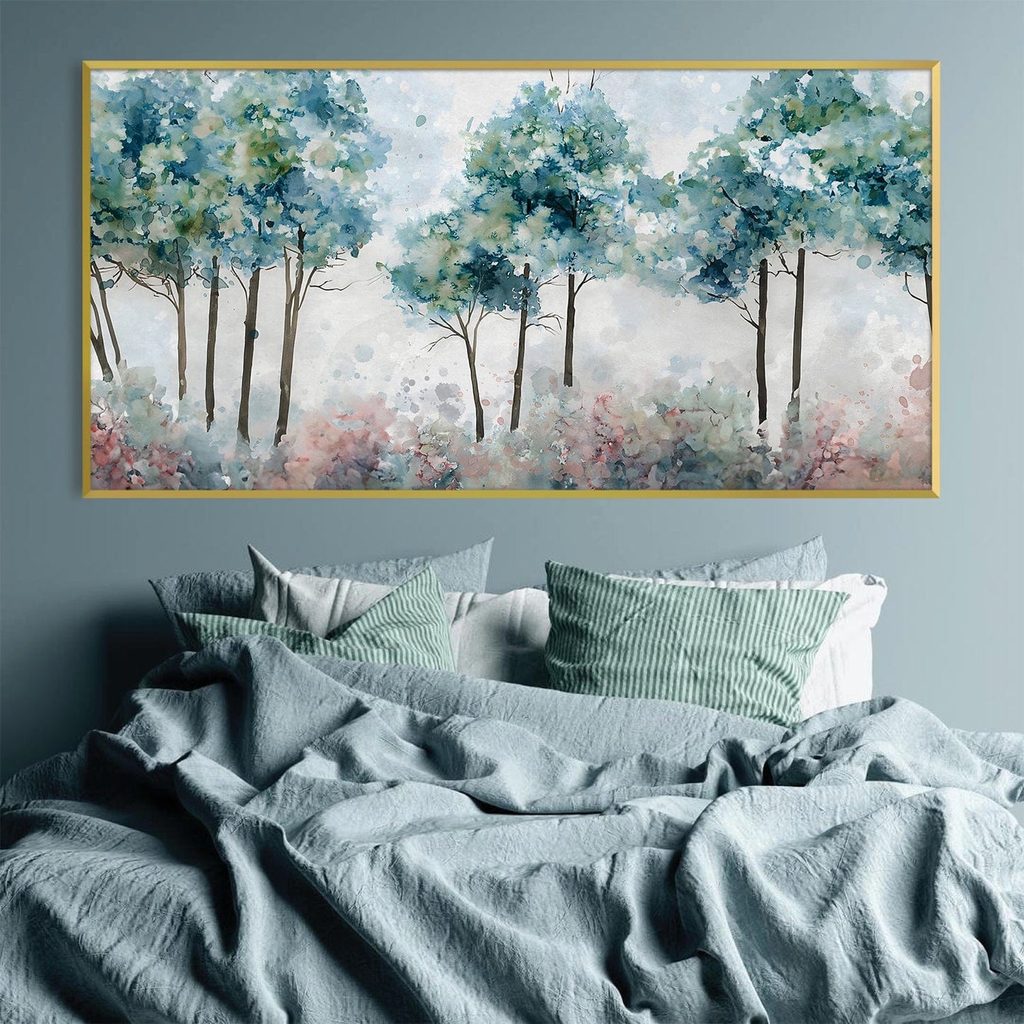 Abstract Forest Landscape Oil Painting in Soft Colors
