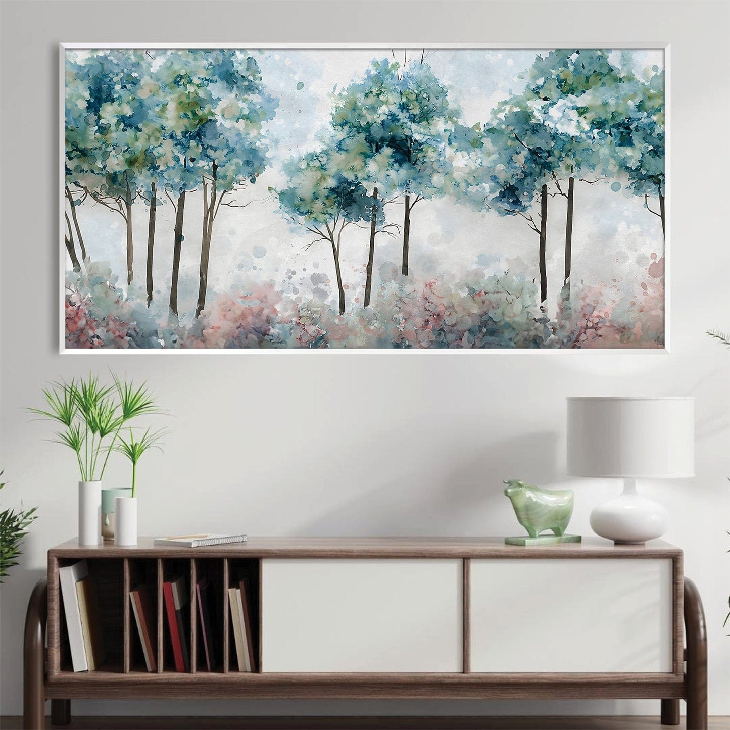Abstract Forest Landscape Oil Painting in Soft Colors
