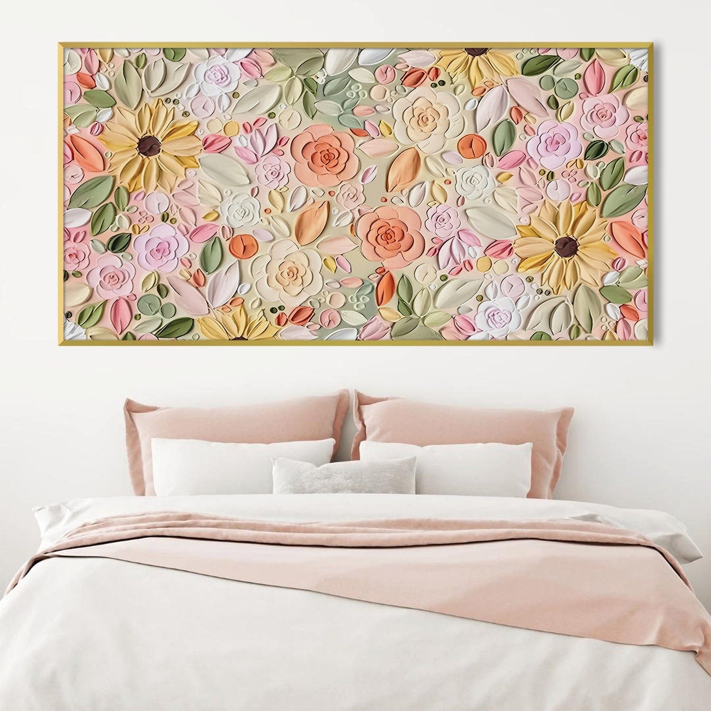 Vibrant Spring Floral Oil Painting for Home Decor and Art Lovers