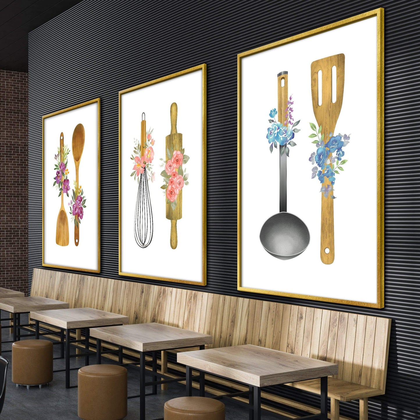 Charming Floral Kitchen Utensils Oil Painting for Spring Decor