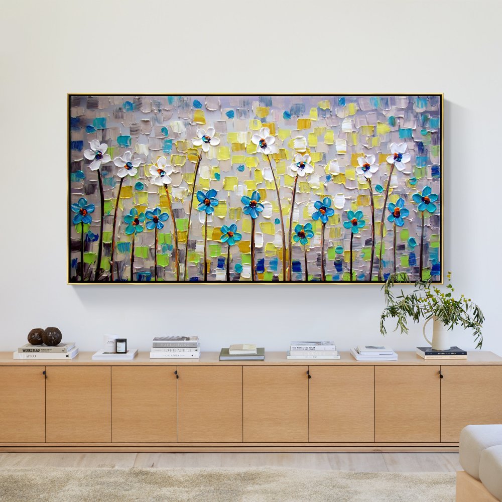 Vibrant Spring Blooms: Colorful Floral Oil Painting for Refreshing Home Decor