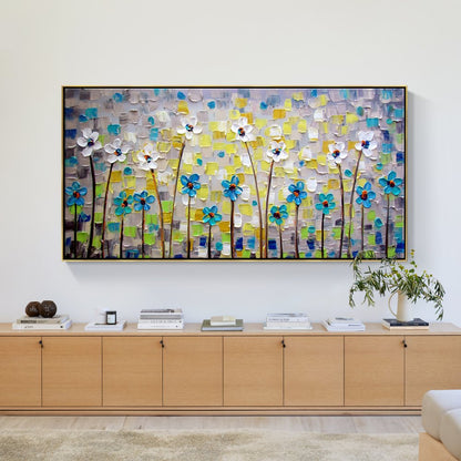 Vibrant Spring Blooms: Colorful Floral Oil Painting for Refreshing Home Decor