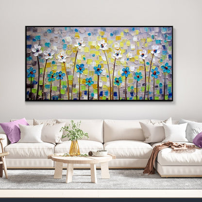 Vibrant Spring Blooms: Colorful Floral Oil Painting for Refreshing Home Decor