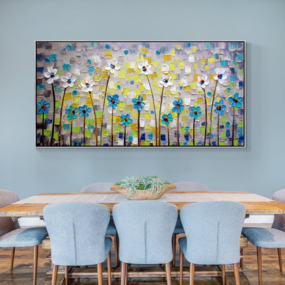 Vibrant Spring Blooms: Colorful Floral Oil Painting for Refreshing Home Decor