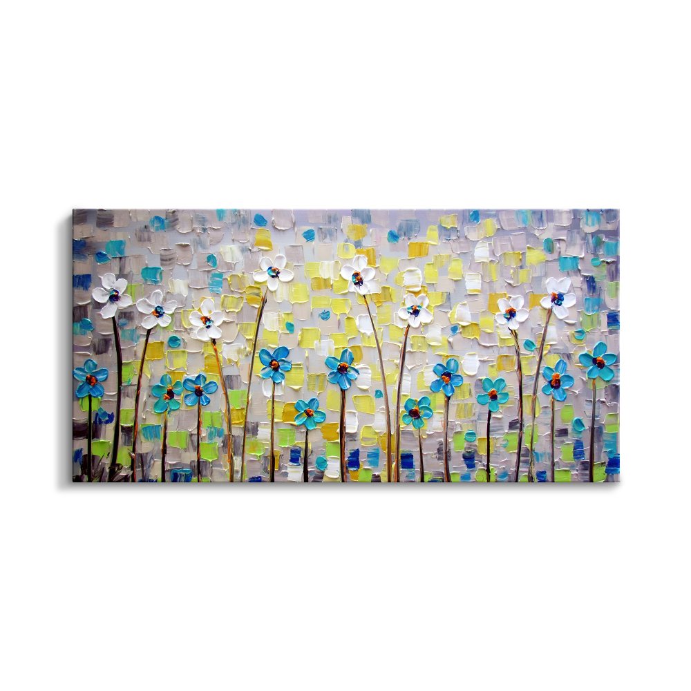 Vibrant Spring Blooms: Colorful Floral Oil Painting for Refreshing Home Decor