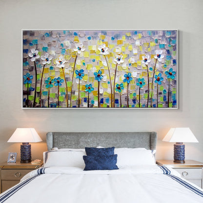Vibrant Spring Blooms: Colorful Floral Oil Painting for Refreshing Home Decor