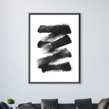 Abstract Black Brushstroke Oil Painting for Modern Home Decor