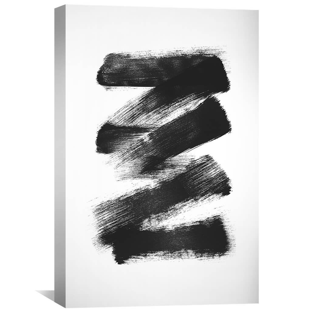 Abstract Black Brushstroke Oil Painting for Modern Home Decor