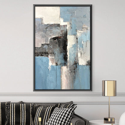 Abstract Blue and Black Oil Painting for Modern Art Decor