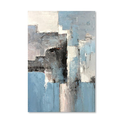 Abstract Blue and Black Oil Painting for Modern Art Decor