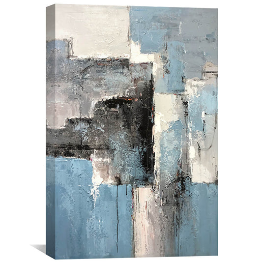 Abstract Blue and Black Oil Painting for Modern Art Decor