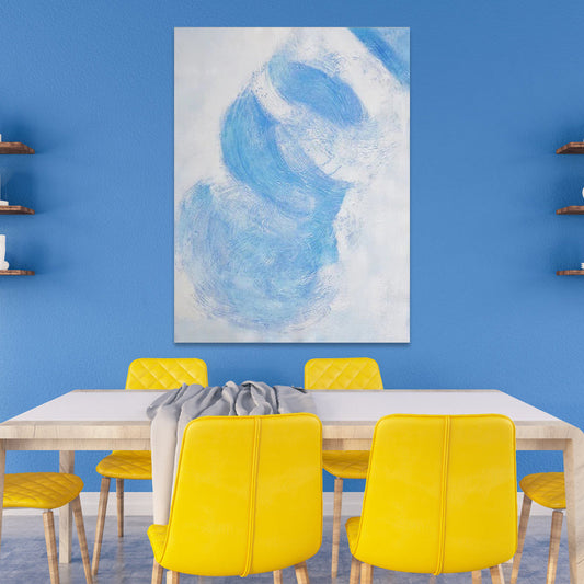 Abstract Blue Swirls: Serene Oil Painting for Modern Home Decor